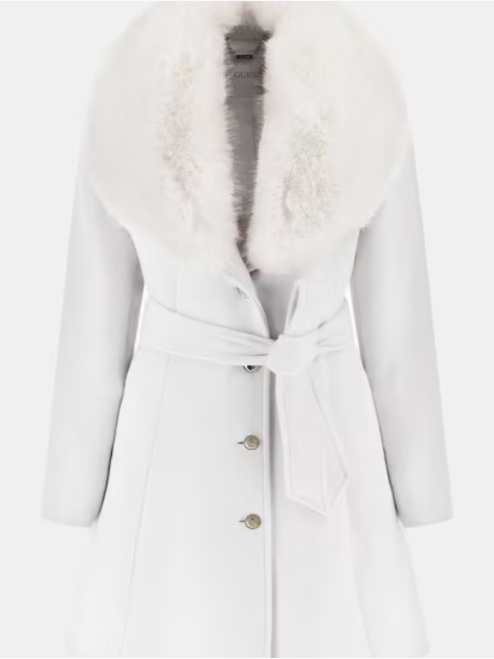 GUESS burgundy Faux-Fur Collar Belted Trench Coat